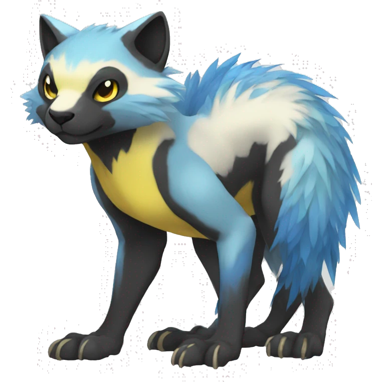 Cute cool white black yellow blue animal hybrid Fakemon full body emoji