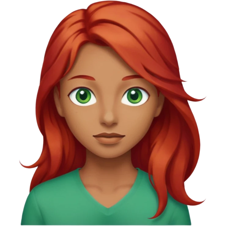 Like the first but her eye green  and blue and her hair red that brolong herwn  emoji