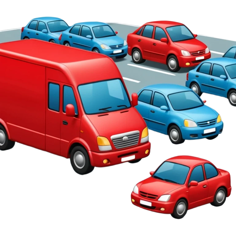 create a realistic emoji showing a logistic car in a trafic situation emoji