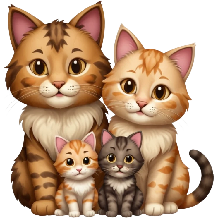 same but with 2 large cats and 2 kittens emoji