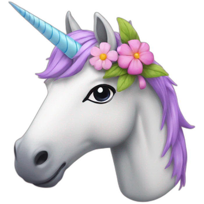 Licorne avec fleur dans la bouche emoji