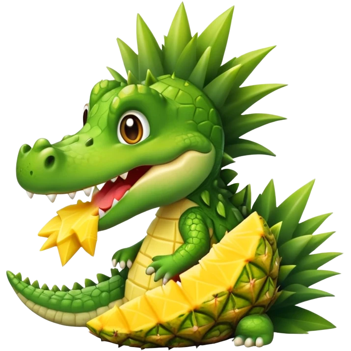Cute crocodile eating a pineapple emoji