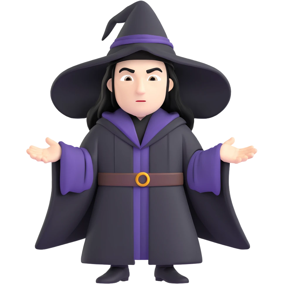 Professor Snape with long black hair, stern expression, wearing black wizard robes emoji