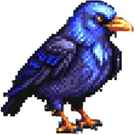 raven in pixel art style emoji