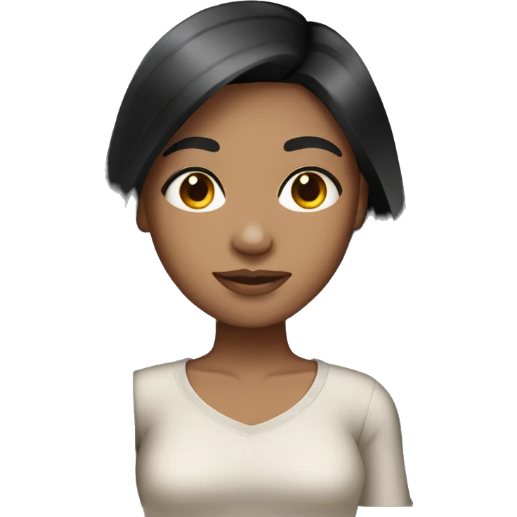 Black straight hair girl with light skin emoji