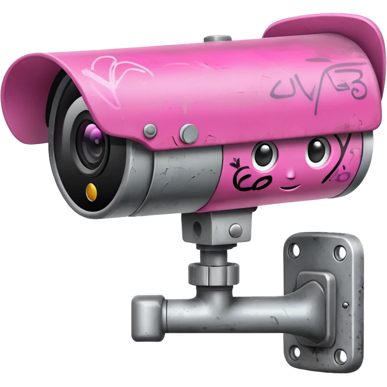 Security Camera pink with graffity emoji