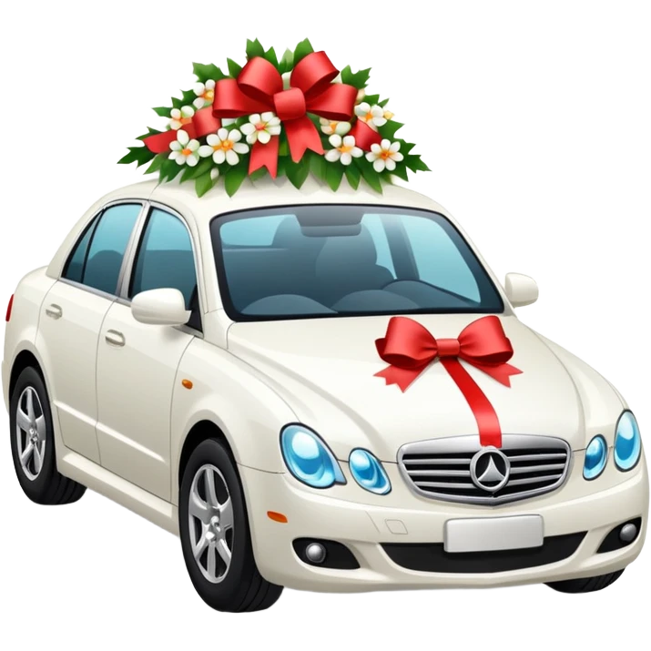 Luxury car with wedding decorations, on the side emoji