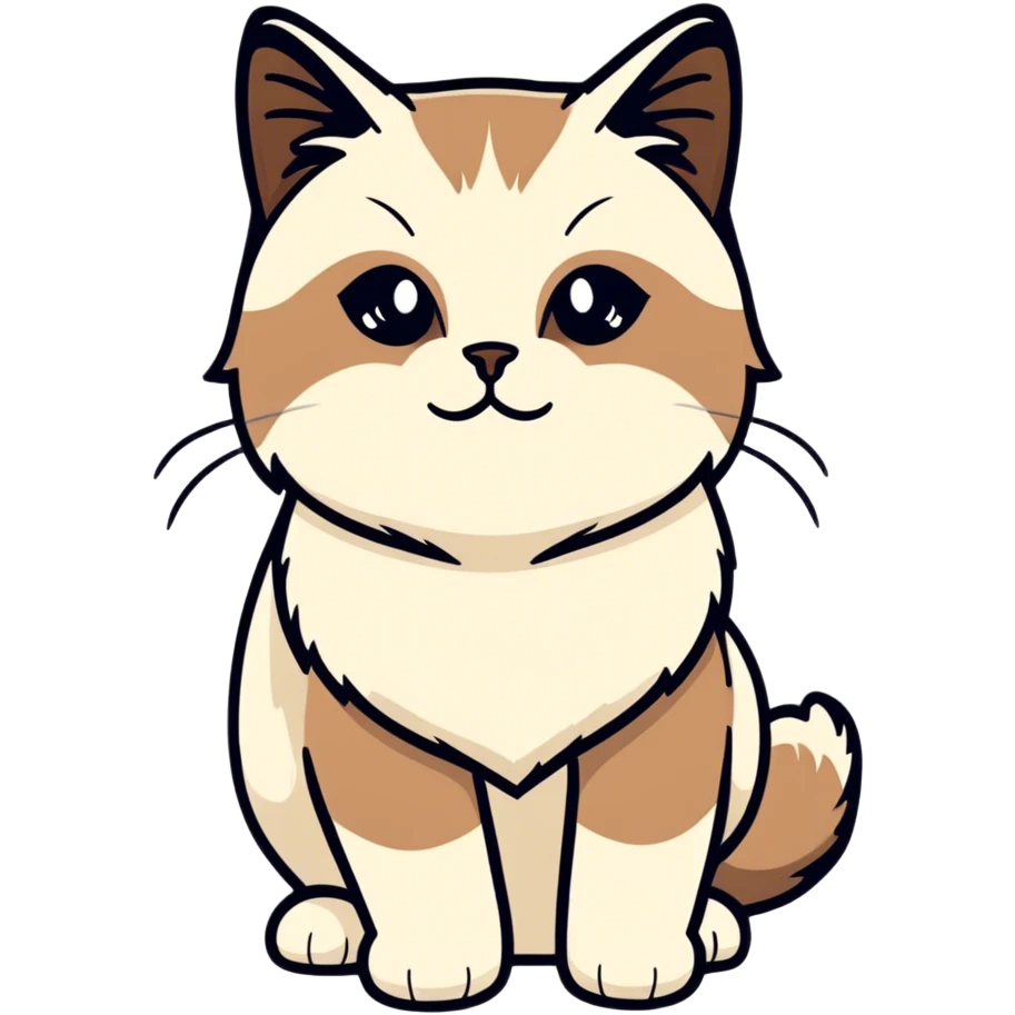 Seal point ragdoll with brown mask and nose emoji