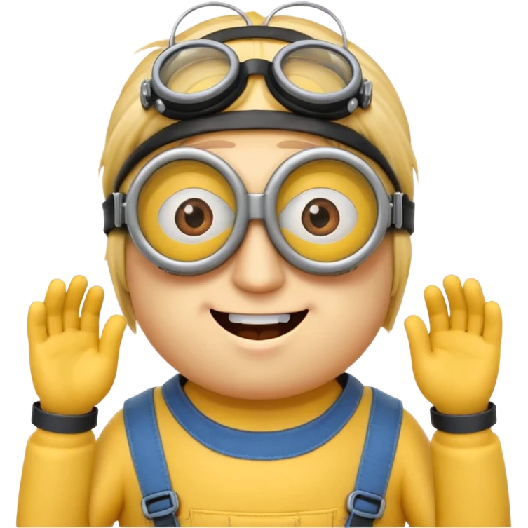 Minion emoji with a round head like normal emojis and a smurk like this emoji but a minion so basically that emoji with the goggles and the hair and not a funny head shape 😏 emoji
