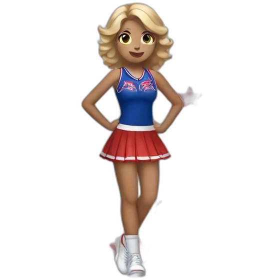 cheerleader wearing blue dress with red stars emoji