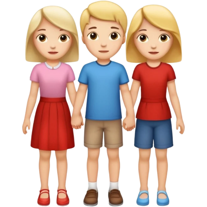 Two sisters and a brother holding hands emoji