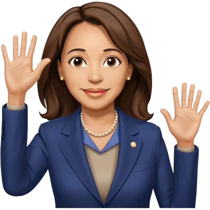 Kamala Harris waving with one hand, natural and relaxed emoji