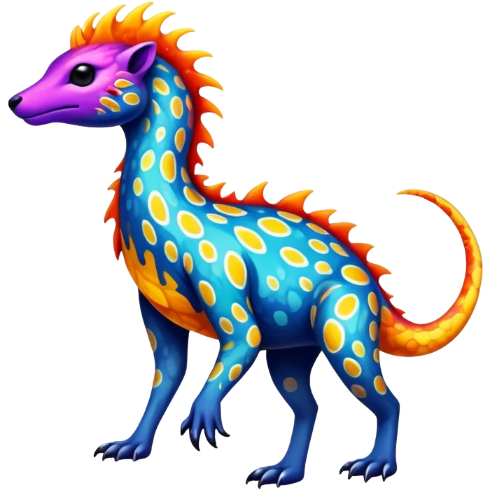 a colorful edgy vernid-fionbri-animal-creature with splash patterns, full body emoji