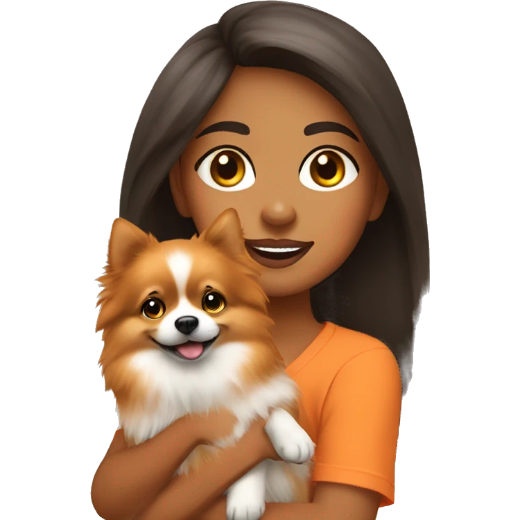 Young Latina girl with orange Pomeranian emoji