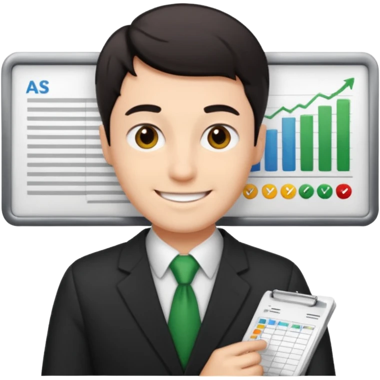 smile male dark short hair auditor with spreadsheet emoji emoji