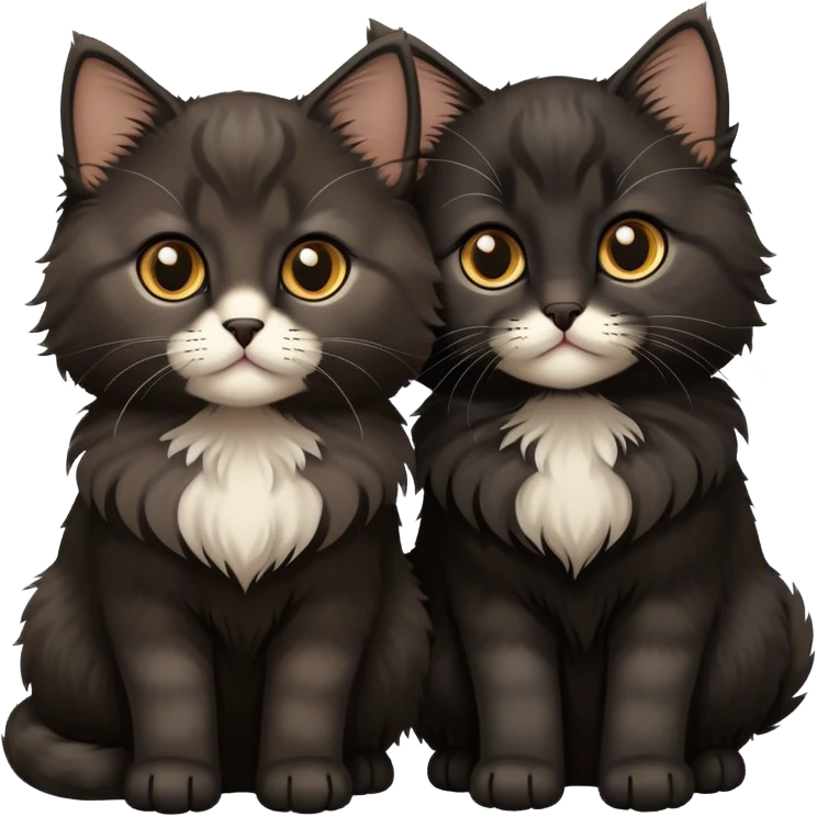 Two cute fluffy black Siberian kittens emoji