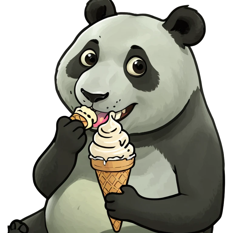 Panda eating ice cream emoji