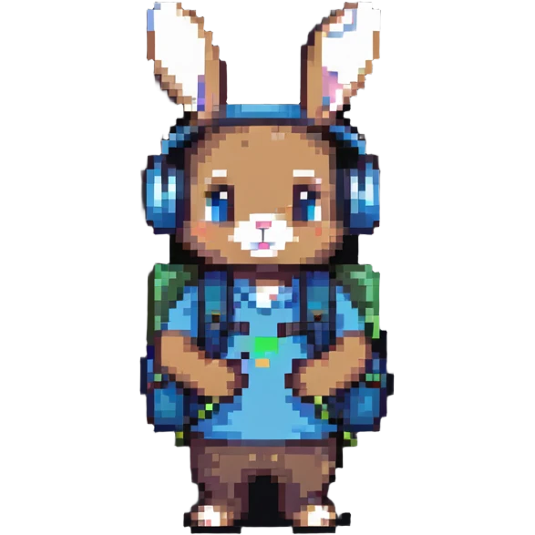 rabbit with headphones and backpack emoji