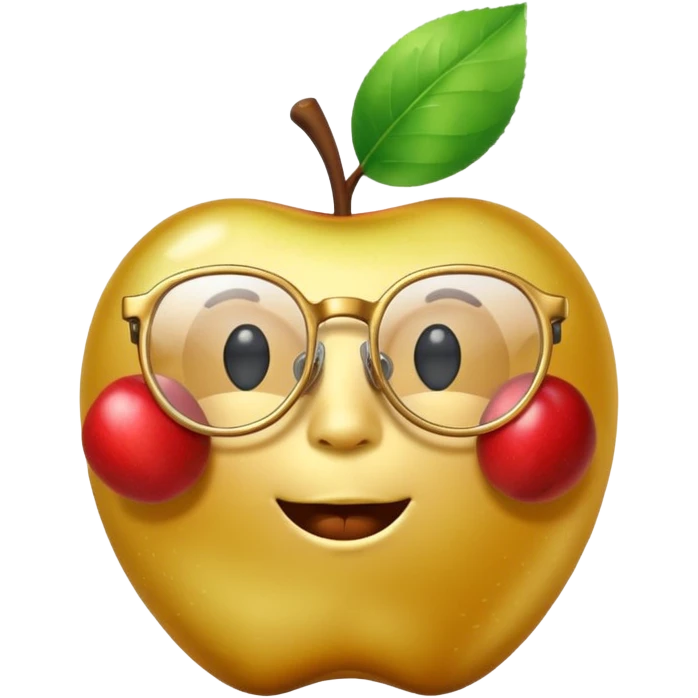 golden apple with glasses and no face emoji
