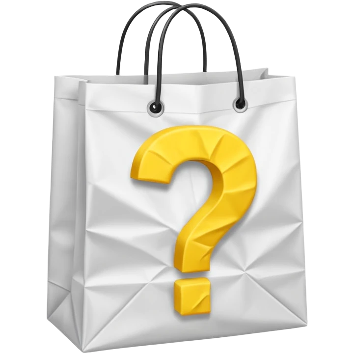 white goodiebag with yellow questions mark boxes stuffed in it emoji
