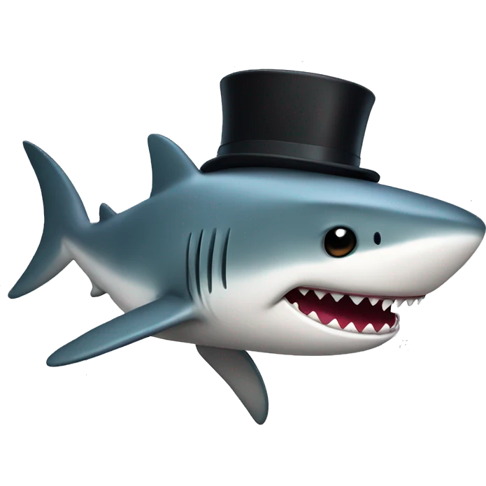 Colored shark with a top hat emoji
