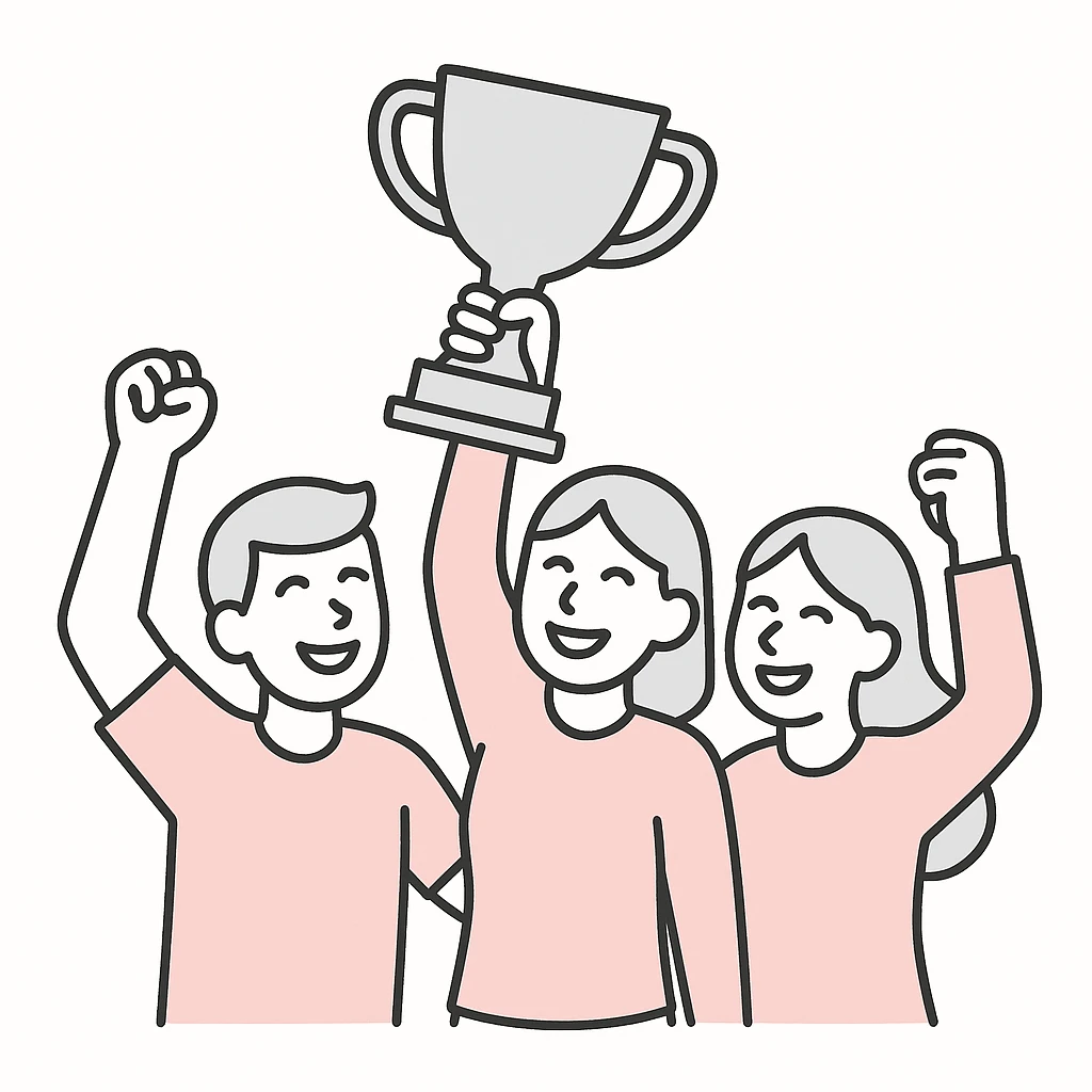 team celebrating with trophy emoji