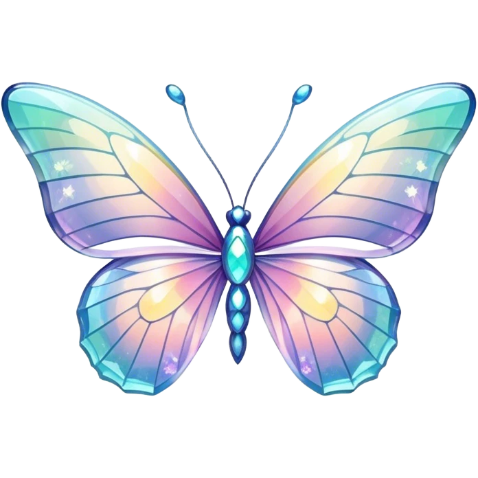 Pastel sparkly glittery iridescent glass crystal butterfly emoji