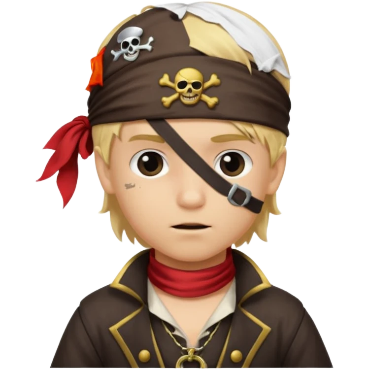 boy with blond hair that is dressed as a pirate emoji