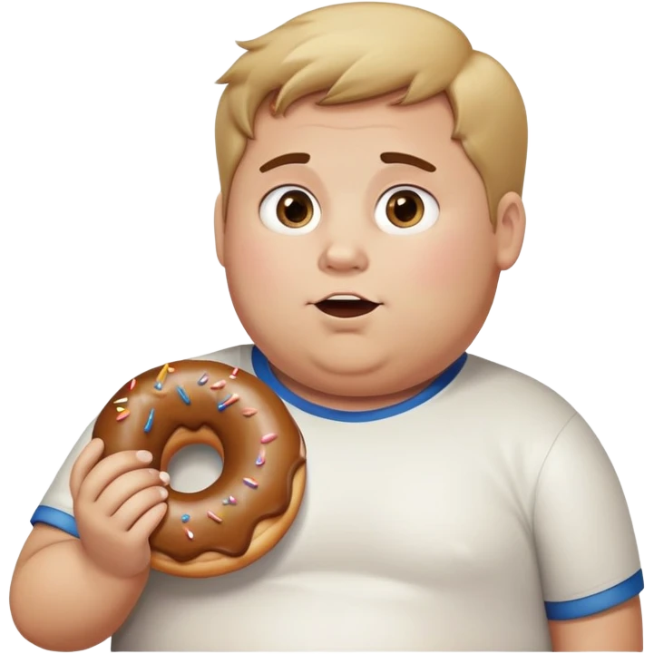 Fat boy with greasy side swept brown hair that’s secretly blonde and a donut emoji