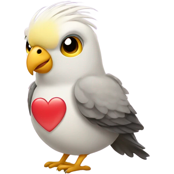 Cockatiel bird with heart shaped eyes emoji