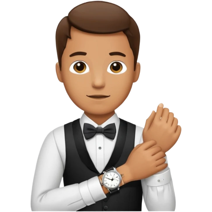 Male wearing watch (open collar)

Male wearing watch + bow tie emoji