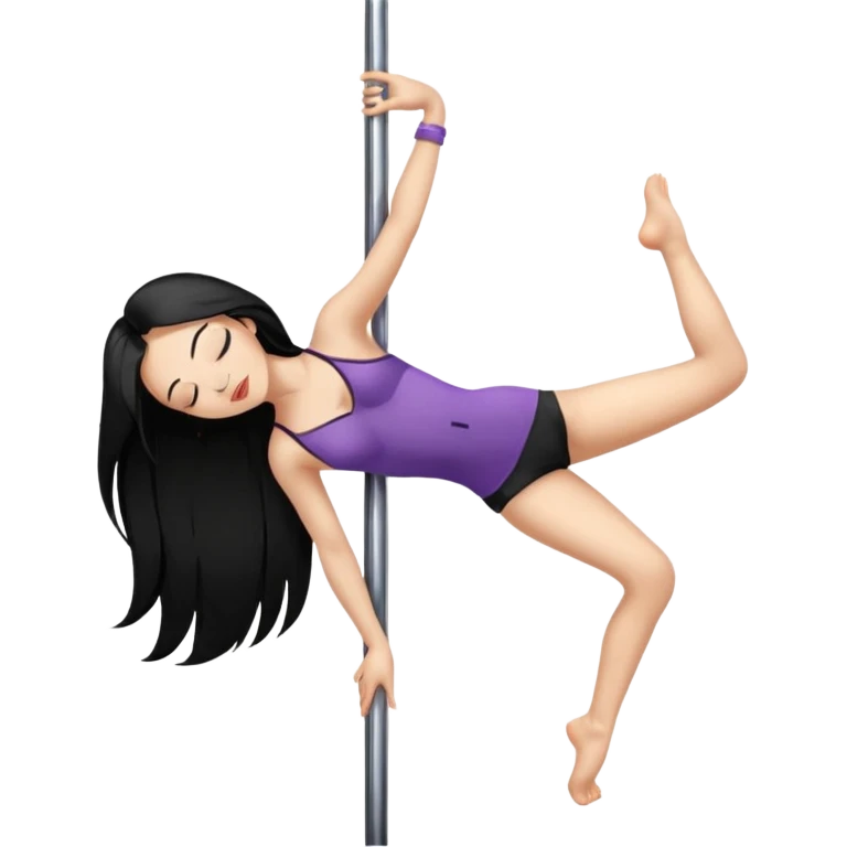 GIRL WITH BLACK LONG HAIR POLE DANCE EYES CLOSE emoji