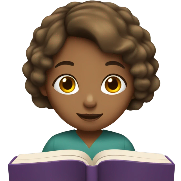 Brown haired girl reading an English  book  emoji