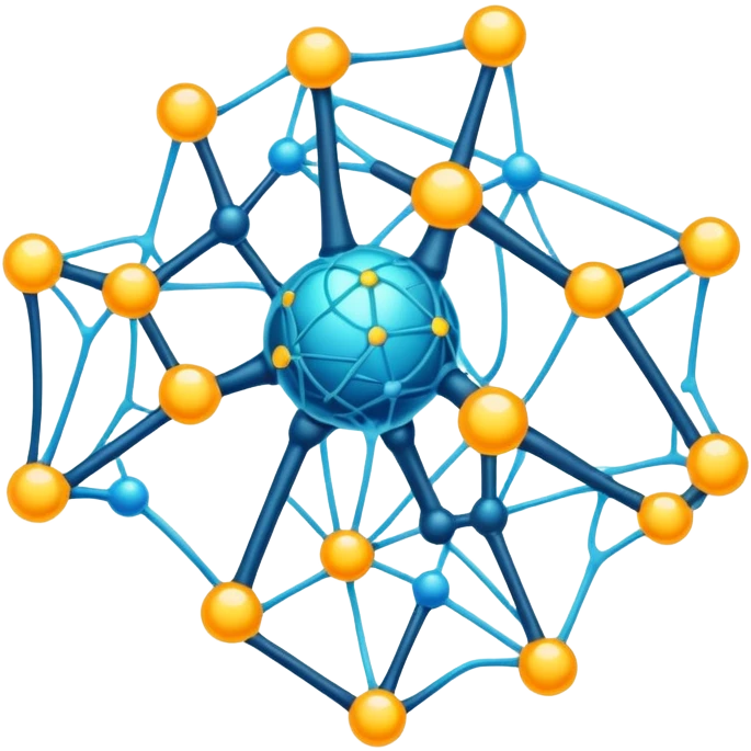 cartoon neural network with glowing nodes and connections emoji