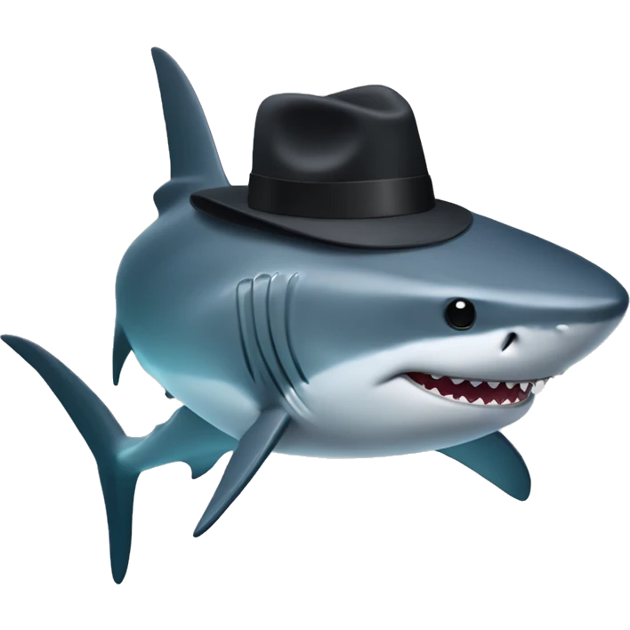 Un jolie Requin avec un chapeau noir  emoji