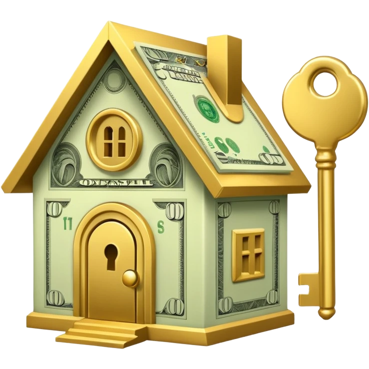 Unlocking a house made out of cash emoji