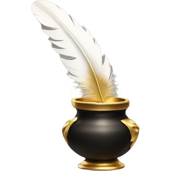 gold inkpot white feather emoji