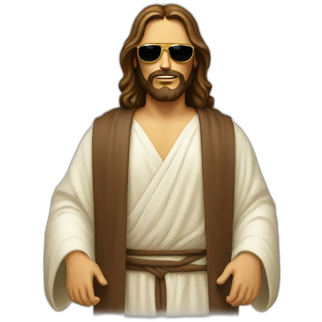 jesus with sunglasses realistic in zen mode emoji