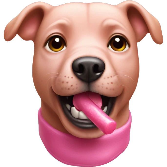 pink dog with gum in mouth emoji