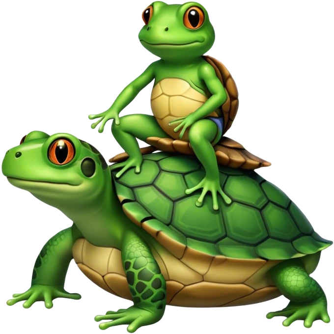 Frog riding a turtle emoji