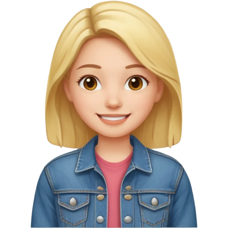 smiling girl in denim jacket emoji