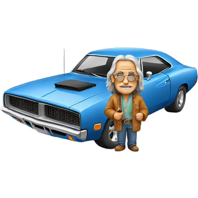 Old hippie in Dodge Charger emoji