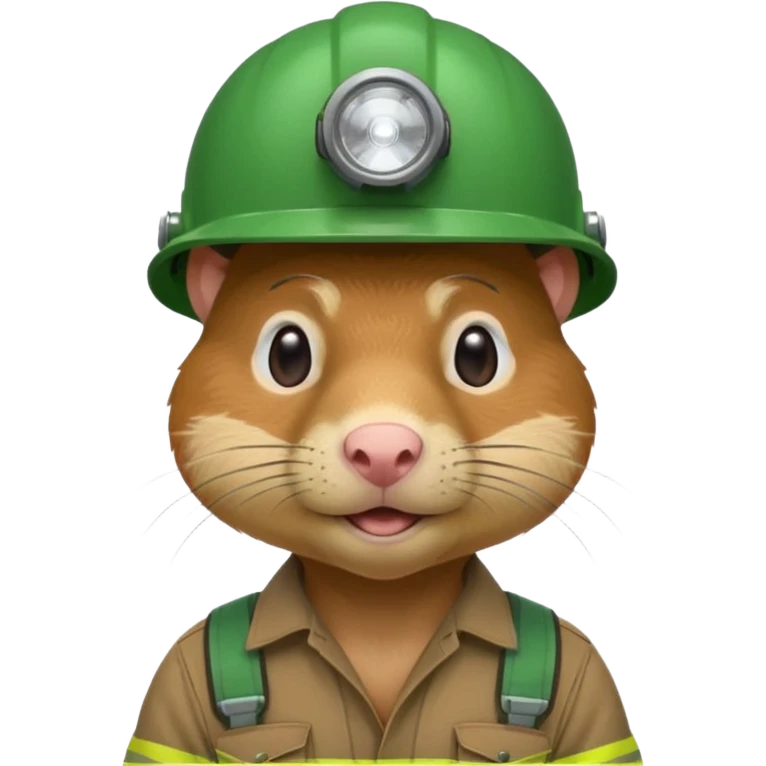 a mole rat, green helmet, headlamp, worker cloth emoji