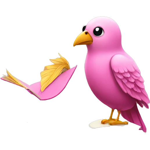 Book and pink bird emoji