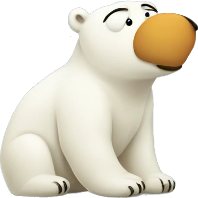 Polar bear with a thought bubble emoji