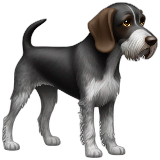 German Wirehaired Pointer dog black and white emoji