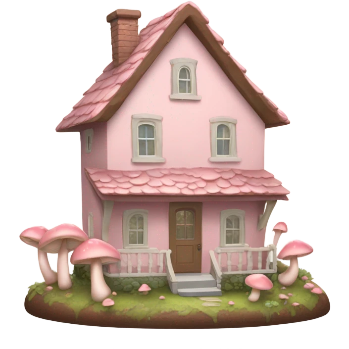 Light pastel pink house with mushrooms emoji