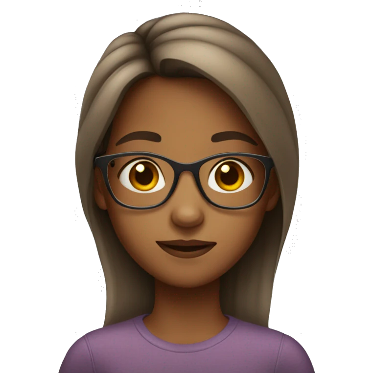 A 11 year old girl with glasses that are brown  emoji