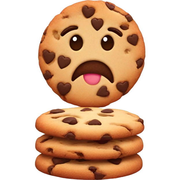 cookie with face and hearts emoji