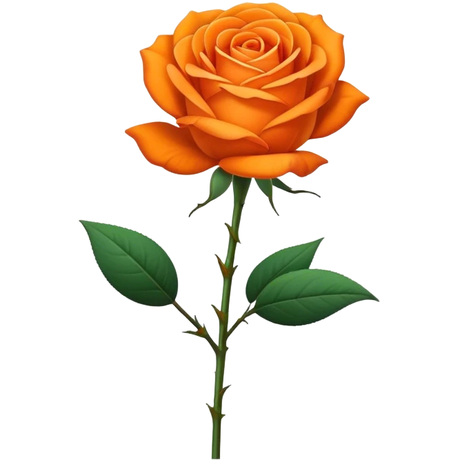 single Vibrant Orange Tea Rose, straight stem emoji